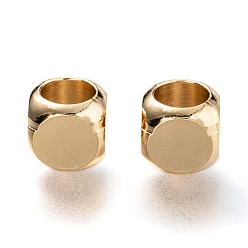 Настоящее золото 24K Латунные бусины, долговечный, кубические, реальный 24 k позолоченный, 6x6x6 мм, отверстие : 4 мм