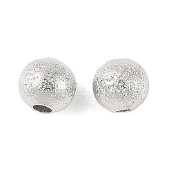 Real Platinum Plated SHEGRACE Brass Spacer Beads, Cadmium Free & Nickel Free & Lead Free, Round, Textured, Real Platinum Plated, 5mm, Hole: 1.4mm
