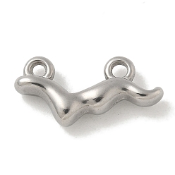 Нержавеющая Сталь Цвет Антикоррозийные 304 подвески из нержавеющей стали, волновое очарование, цвет нержавеющей стали, 9.5x19.5x4.5 мм, отверстие : 1.8 мм