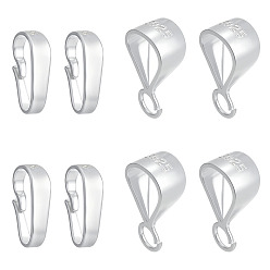 Серебро Наборы для подвесных петель, в комплекте 4 шт. 925 застежки-кнопки из стерлингового серебра, с печатью 925, 4шт. серебряные трубчатые держатели, серебряные, 7~10x2~5x2~4 мм