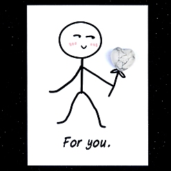 Говлит Украшения в виде сердца из натурального говлита, с бумажными карточками, фигурка для украшения дома, энергетический камень рейки для исцеления, 15 мм