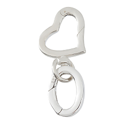 Сердце 1 шт. 925 поворотные застежки из стерлингового серебра, 1pc 925 Кольца с пружинным затвором из стерлингового серебра, сердце, 21x13x2.5 мм, отверстие : 3.5x5 мм