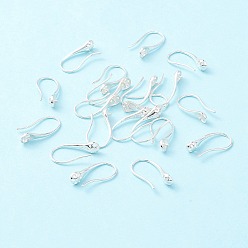 Серебро 925 стерлингового серебра серьги крюков, для полуполых бусин , слеза, серебряные, 17x5 мм, 21 датчик, штифт: 0.7 мм и 0.8 мм (для бисера с наполовину просверленными отверстиями)