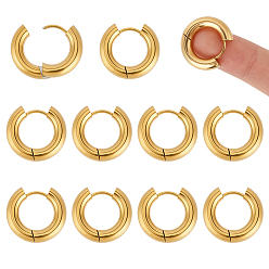Настоящее золото 18K 10шт. 304 серьги-кольца из нержавеющей стали, ионное покрытие (ip), реальный 18 k позолоченный, 18x4 мм