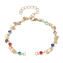 Colorful Glass Beaded Link Chain Bracelet Making, with Eye Charm & Lobster Claw Clasps, Fit for Connector Charms, Colorful, 6-3/8 inch(16.2cm)