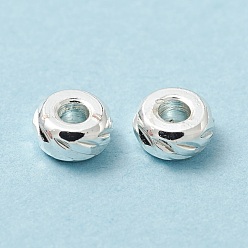 Серебро Латунные бусины, без кадмия и без свинца, плоско-круглые, серебряные, 3.8x2 мм, отверстие : 1.4 мм