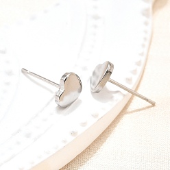 Нержавеющая Сталь Цвет Устойчивы к потускнению 304 серьги-гвоздики из нержавеющей стали, гипоаллергенные серьги, серьги, сердце, цвет нержавеющей стали, 6x6.5x1.2 мм, контактный: 0.8 mm