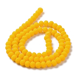 Gold Glass Beads Strands, Faceted, Frosted, Rondelle, Gold, 6x4.5mm, Hole: 1mm, about 86pcs/strand, 16.14''(41cm)
