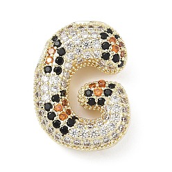 Letter G Латунные микро проложить кубического циркония подвески, долговечный, стойки покрытие, письмо амулеты, реальный 18 k позолоченный, Буква G, 22x16.5x7.5 мм, отверстие : 5.2x3 мм