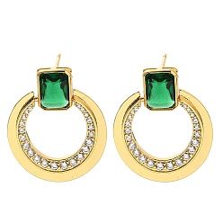 Настоящее золото 18K Серьги-гвоздики из латуни с кубическим цирконием и стеклом, без кадмия и без свинца, реальный 18 k позолоченный, 26.5x21.5 мм