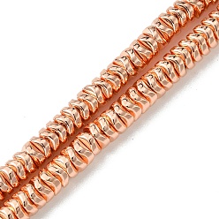 Гальванический Розовый Золотой Гальванические нити из синтетических немагнитных гематитовых бусин, волнистый диск, покрытием из розового золота, 4x1.5 мм, отверстие : 1 мм, около 256 шт / нитка, 15.91'' (40.4 см)