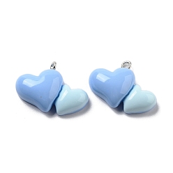 Сердце Непрозрачные подвески смолы, мультфильм прелести, сердце, 19.5x26x7.5 мм, отверстие : 2 мм