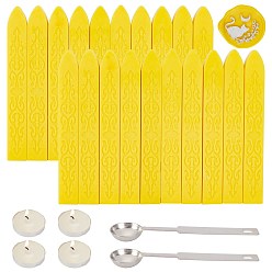 Gold DIY Scrapbook Kits, Including Candle, Stainless Steel Spoon and Sealing Wax Sticks, Gold, 9x1.1x1.1cm, 20pcs