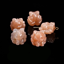 Лиса Бусины из натурального персикового лунного камня, лиса, 18 мм