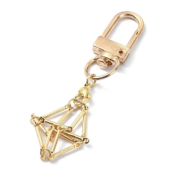 Настоящее золото 18K Латунный плетеный мешочек для макраме, пустой держатель для камня для брелка, с латунными цепочками и поворотными застежками из сплава, реальный 18 k позолоченный, 7.75 см