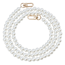 White ABS Imitation Pearl Bag Strap, with Alloy Swivel Clasps, Bag Replacement Accessories, White, 110x1cm