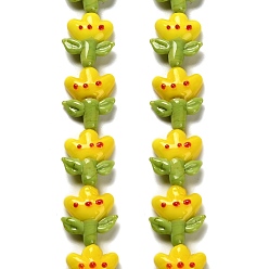 Желтый Бусы лэмпворк ручной работы, тюльпан, желтые, 21.5~22.5x18~18.5x7 мм, отверстие : 1.5 мм, около 20 шт / нитка, 16.14'' (41 см)