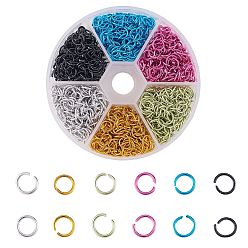 Mixed Color 6 Colors Aluminum Wire Open Jump Rings, Mixed Color, 20 Gauge, 6x0.8mm, Inner Diameter: 4.4mm, about 180pcs/color, 1080pcs/box