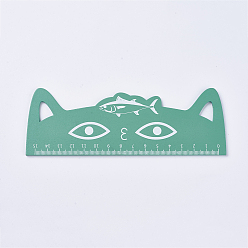 Mixed Color Cute Wood Ruler, Cat with Fish, Mixed Color, 16.4x5.6x0.3cm