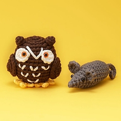 Сова Наборы для вязания своими руками анимал для начинающих, включая крючок для вязания, иглу и пряжу, начинка, инструкции, маркер стежка, рулетка, сова, 25x22x9.5 см