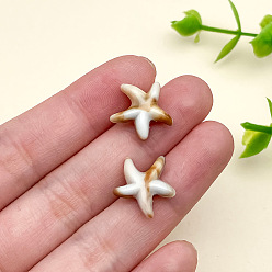 Морская звезда Непрозрачные акриловые бусины, цвет морской раковины, морская звезда, 15x14x5 мм