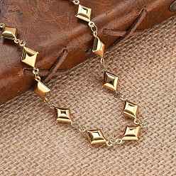 Rhombus 304 из нержавеющей стали ссылка цепи ожерелья, ионное покрытие (ip), золотые, ромб, 18.11 дюйм (46 см)