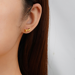 Золотой Стильные 304 серьги-гвоздики в форме бабочек из нержавеющей стали, золотые, 5.43x10.9 мм