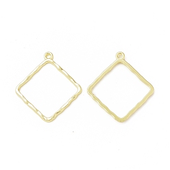 Light Gold Rack Plating Alloy Rhombus Open Back Bezel Pendants, For DIY UV Resin, Epoxy Resin, Pressed Flower Jewelry, Cadmium Free & Nickel Free & Lead Free, Light Gold, 31x28x1.8mm, Hole: 1.8mm