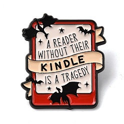 Красный Эмалевые броши, булавки для лацканов из сплава для одежды рюкзака, Читатель без своего Kindle — это трагедия., чёрные, красные, 31x27 мм