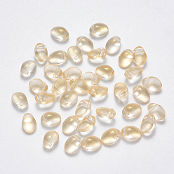 Light Goldenrod Yellow Transparent Spray Painted Glass Charms, with Glitter Powder, Oval, Light Goldenrod Yellow, 8.5x6x4.5mm, Hole: 1mm