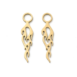 Золотой 201 подвески из нержавеющей стали, пламенное очарование, золотые, 26x6x1 мм, отверстие : 3.5 мм