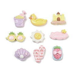 (52) Непрозрачная лаванда Летняя тематика смоляные кабошоны, разнообразные, разноцветные, 9.5~16x9~19x5~7.5 мм