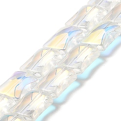 Clear AB Transparent Electroplate Glass Beads Strands, Rainbow Plated, Bamboo Joint, Clear AB, 12x10x5.5mm, Hole: 1mm, about 49pcs/strand, 24.02''(61cm)