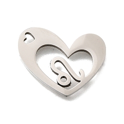 Лео 201 подвески из нержавеющей стали, лазерная резка, сердце с подвеской в виде созвездия, Лев, 17x21.5x1.5 мм, отверстие : 1.6x2.6 мм