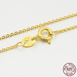 Golden 925 Sterling Silver Cable Chain Necklaces, with Spring Ring Clasps, Golden, 18 inch, 1.2mm