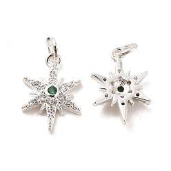 Серебро Стойка металлическая латунная микропрофилированная кубическая циркония подвески, долговечный, без кадмия и без свинца, с целью перехода в кольце, звезда очарование, серебряные, 15x10.5x3 мм, отверстие : 3.5 мм
