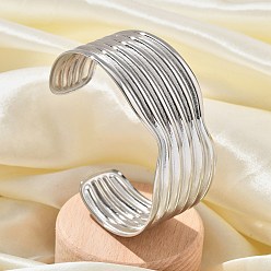 Нержавеющая Сталь Цвет 304 из нержавеющей стали манжеты браслеты, многорядные браслеты для женщин, волна, цвет нержавеющей стали, внутренний диаметр: 2-3/8x2 дюйм (6.1x5.1 см)