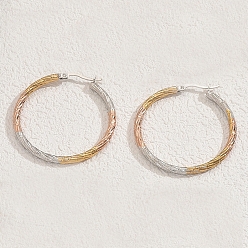 Золотой & Серебряный Стильные 201 двухцветные серьги-кольца из нержавеющей стали, золотой и серебряный, 40x39 мм