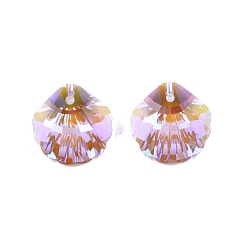 Лиловый Гальваническим подвески стекла, граненые, раковина, сирень, 16x16x6 мм, отверстие : 1.6 мм, о 24 шт / совет, 4 доски/коробка, 96 шт / коробка