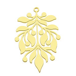 Золотой 201 подвески из нержавеющей стали, лазерная резка, лист, вакуумное покрытие pvd, золотые, 36x24.5x1 мм, отверстие : 1.6 мм