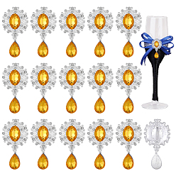 Топаз 16 Кабошоны из сплава со стразами, слеза, топаз, 46x24x5 мм