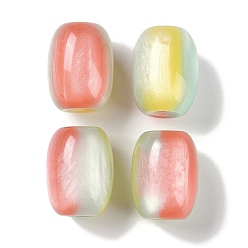 Желтый Европейские бусины из трехцветной смолы, бусины с большим отверстием, имитации кошачьего глаза , баррель, желтые, 16x12 мм, отверстие : 5.2 мм