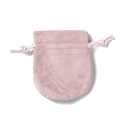BrumosaRosa Bolsas de almacenamiento de terciopelo, bolsa de embalaje de bolsas con cordón, oval, rosa brumosa, 9x7 cm