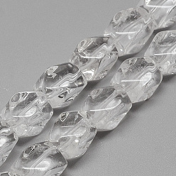Хрусталь Природных кристаллов кварца бисер нитей, граненый кубоид , 14~15x9~10x9~10 мм, отверстие : 2 мм, около 28 шт / нитка, 15.7 дюйм