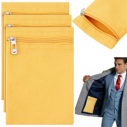 Gold Canvas Cloth Zipper Bags, Rectangle, with Alloy Finding for Clothes Sewing, Gold, 20x12.5x0.2cm