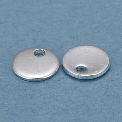 Silver 304 Stainless Steel Charms, Stamping Blank Tag, Flat Round, Silver, 6x0.8mm, Hole: 1.2mm
