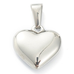 Letter H 304 Stainless Steel Pendants, Heart with Black Letter, Stainless Steel Color, Letter.H, 16x16x4.5mm, Hole: 7x3mm