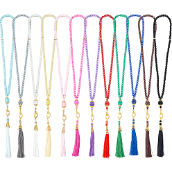 (52) Непрозрачная лаванда 12 шт. 12 Цвета круглые стеклянные бусины с имитацией жемчуга, подвесные украшения с кисточками из полиэстерового шелка, разноцветные, 430 мм, 1 шт / цвет