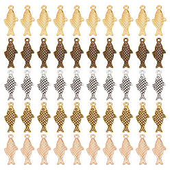 (52) Непрозрачная лаванда 150 шт 5 цвета подвески из цинкового сплава в тибетском стиле, рыба, разноцветные, 20x9x3 мм, отверстие : 1.2 мм, 30 шт / цвет