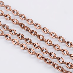Red Copper Iron Cable Chains, Unwelded, with Spool, Flat Oval, Popular for Jewelry Making, Important Decoration, Lead Free & Nickel Free, Red Copper, 3x2x0.6mm, about 328.08 Feet(100m)/roll